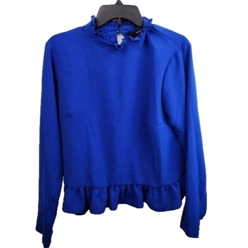 Code X Mode Nordstorm Womens Blouse Top‎ XL Blue Ruffle Long Sleeve Feminine